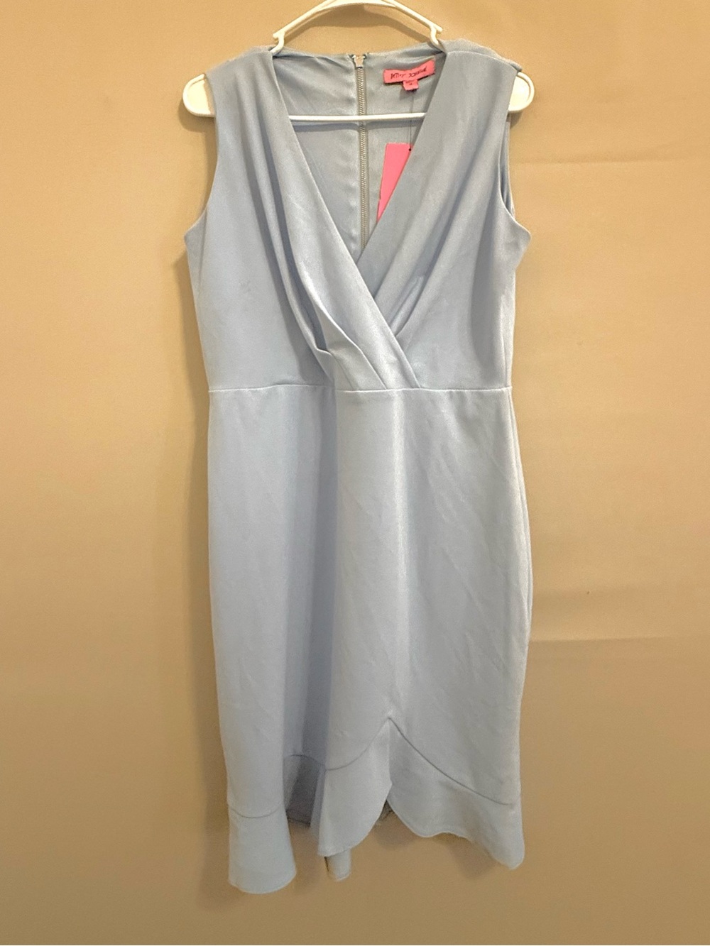 Betsey Johnson Sleeveless Light Blue Wrap-Style Midi Dress